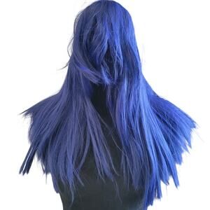 Vibrant Cobalt Blue Long Wig - High Density Thick Synthetic Hair - Pigtail